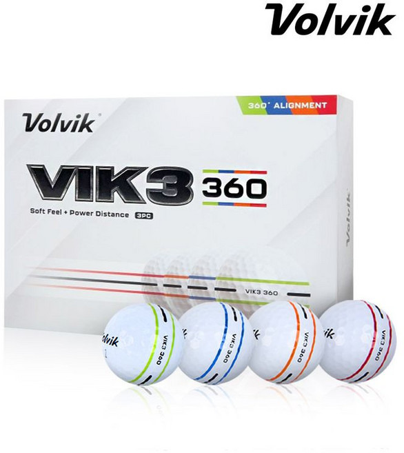 볼빅 VIK3 360 골프공 3피스 VI_100060, 그린, 블루, 오렌지, 레드, 1세트