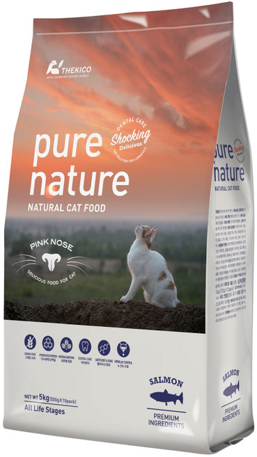 더키코 퓨어네이쳐 캣 고양이사료 치킨 연어+캣 덴탈 스낵 사은품, 5kg, 연어, 1개