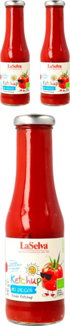 라셀바 이탈리아 100% 무설탕 유기농 어린이 토마토 케첩, 3개, 340g