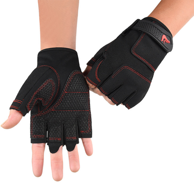 투바이젠 자전거 라이딩 장갑 등산 헬스 반장갑, 1세트, 블랙