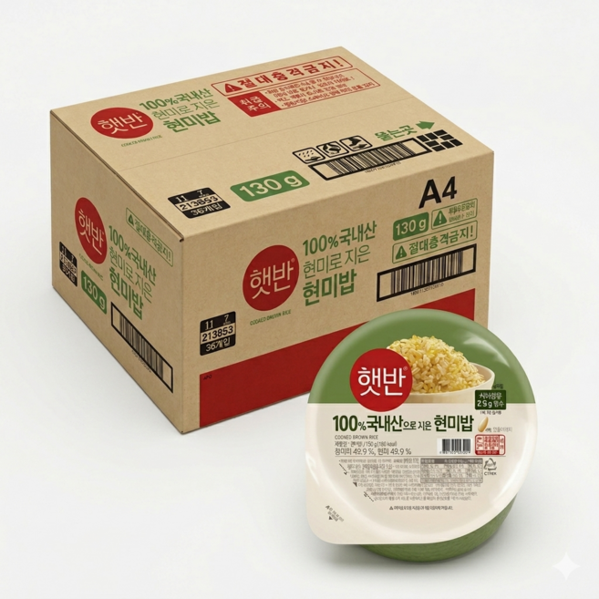 햇반 100% 현미밥 작은공기 130g 36입 1박스, 36개