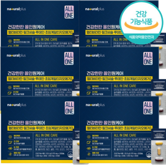 하루한팩 올인원영양제 멀티비타민 루테인 알티지오메가3, 6박스, 30정