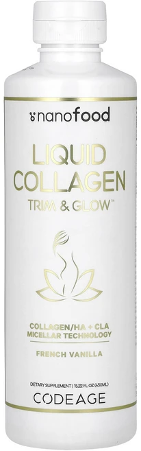 Codeage Nanofood Liquid Collagen Trim & Glow French Vanilla 15.22 fl oz (450 ml), Codeage, Nanofood, Liquid Coll, 1개, 450ml - 쿠팡