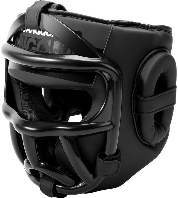FIVING 복싱 헤드기어 무술 격투 태권도 머리보호대 풀페이스 안면보호, 1개, 블랙
