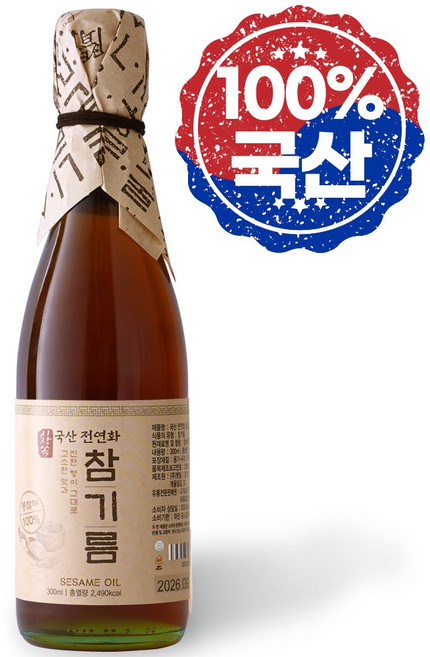 시장쏙 전연화 국산 참기름, 1개, 300ml