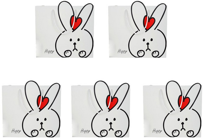 러블리 래빗 쇼핑백 5p, 혼합색상, 1세트