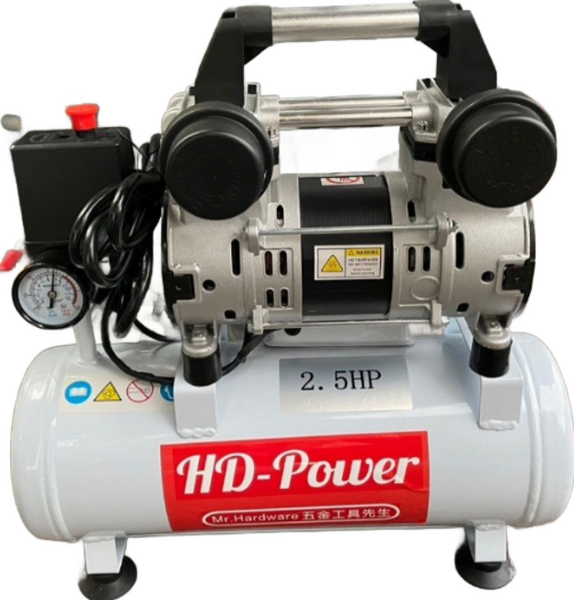 HD-Power 雙缸2.5HP10L無油靜音附發票 台北工具 空氣壓縮機 木工裝修 噴漆修補, 1個