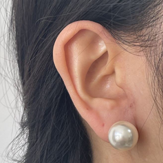 엘라주르 여성용 왕진주 귀걸이 14mm