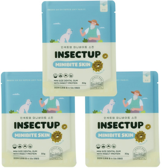 인섹트업 미니바이트 스킨 강아지 덴탈껌, 30g, 3개