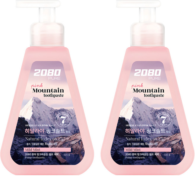 2080 퓨어 핑크마운틴 펌프 치약, 325g, 2개