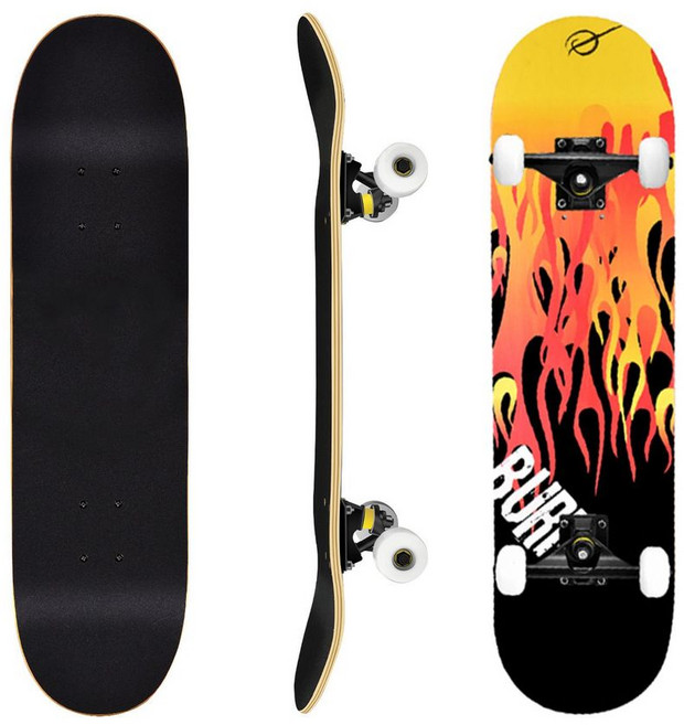 專業成人兒童滑板 四輪楓木板 初學者滑板 雙翹板 造型滑板, 專業車線輪-暗黑火, 1個