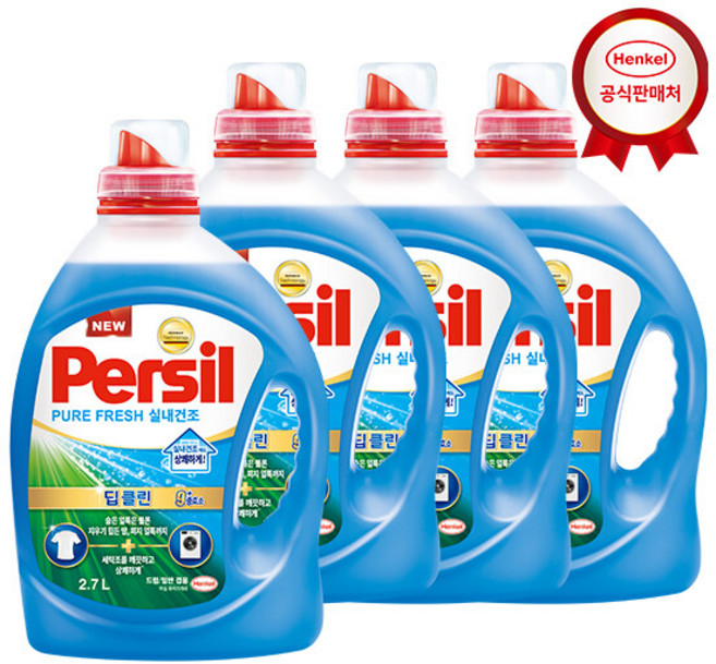 퍼실 퓨어프레시 듀얼(드럼/일반 겸용) 2.7L x4개, 일반/드럼 겸용/P4406, 4개