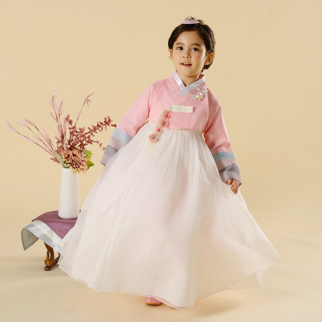 아가명주 여아용 한빛 색동 한복세트 돌한복