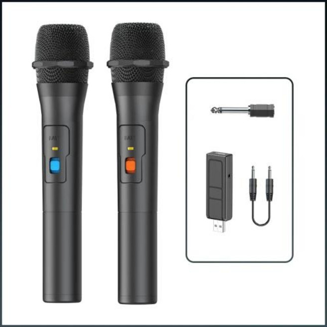 차량노래방 무선마이크 무선 마이크 시스템 키트 USB 수신기 휴대용 노래방 홈 파티 스마트 TV 스피커, 2)2Pcs Mic, 없음, 2) 2Pcs Mic