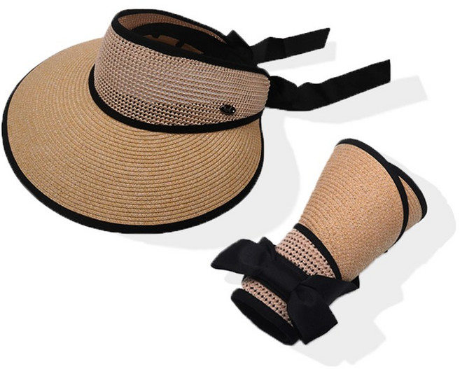 더아르엠 여름 챙넓은 돌돌이 썬캡 여성 라탄모자