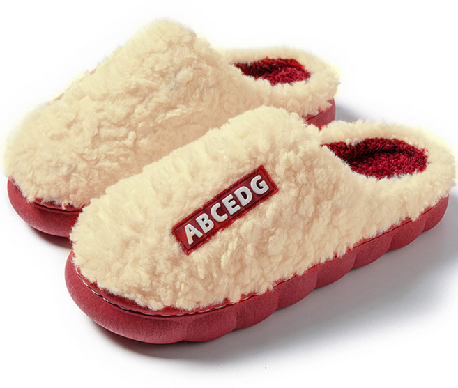 코지라움 알파벳 양털 실내화 겨울 슬리퍼 가볍고 따뜻한 사무실 실내화 보온 실내용 거실화, 1개, 04.아이보리