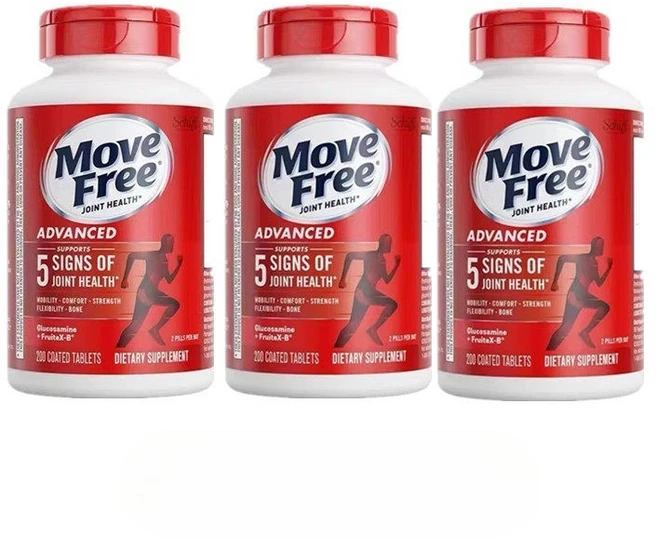 쉬프 무브 프리 조인트 헬스 어드밴스드 플러스 MSM 콘드로이틴 글루코사민 레드 200정 3개 - 쿠팡
