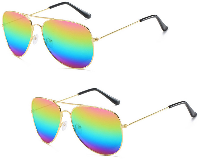 리빙듀오 인싸선글라스 안경 인생네컷 할로윈 2개 한세트, 001.고글선글라스 레인보우(191)