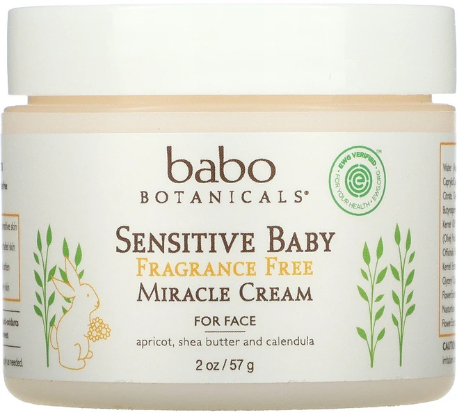 Babo Botanicals 센시티브 베이비 미라클 크림 포 페이스 무향 2 oz (57 g) 2팩, 1개, 57g - 쿠팡