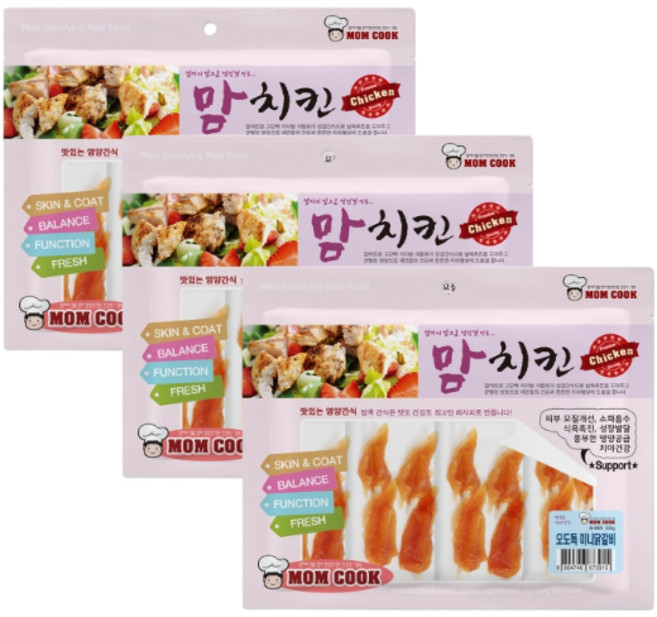맘쿡 맘치킨 맛있는 강아지 영양 간식 오도독 닭갈비, 오도독 미니 닭갈비, 3개, 300g