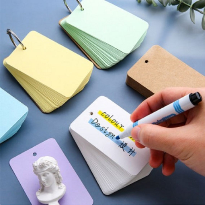 리빙릿 미니 영어 단어장 휴대용 영단어장 수첩 암기 카드 링 노트, 1개, 그린(9x5cm) 50매