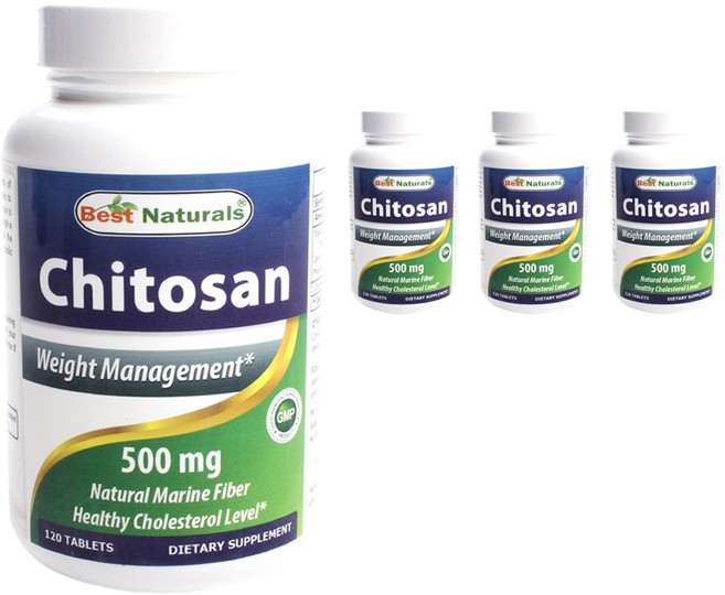 베스트네츄럴스 키토산 500mg 타블렛, 120정, 4개