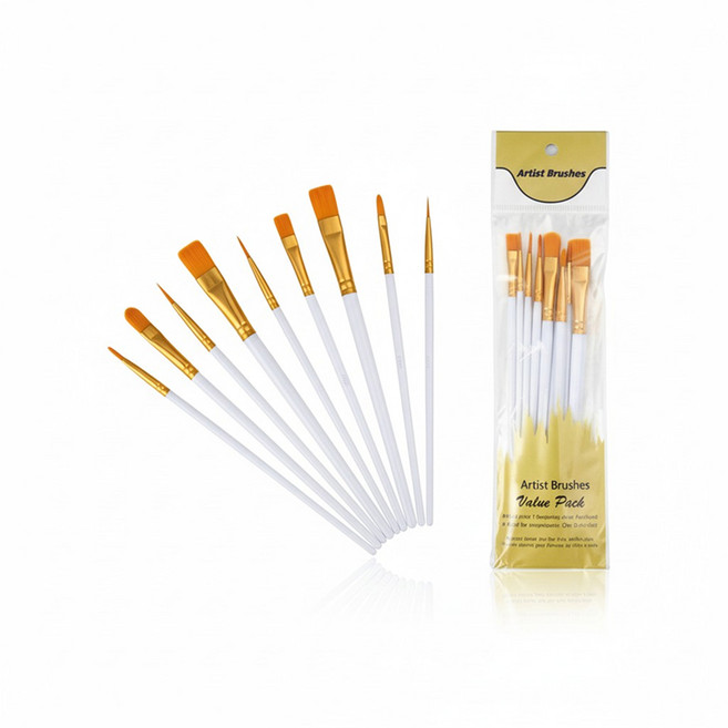 더하임 도색용 붓 10종 올인원 세트 프라모델 피규어 건담 건프라 미니어처 디테일링 브러쉬, 1세트, 화이트