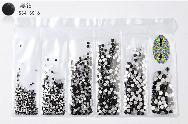 鑽石堂美甲 水晶玻璃美甲鑽 DIY指甲飾品配件 平底水鑽, 1個, 10號【黑鑽】