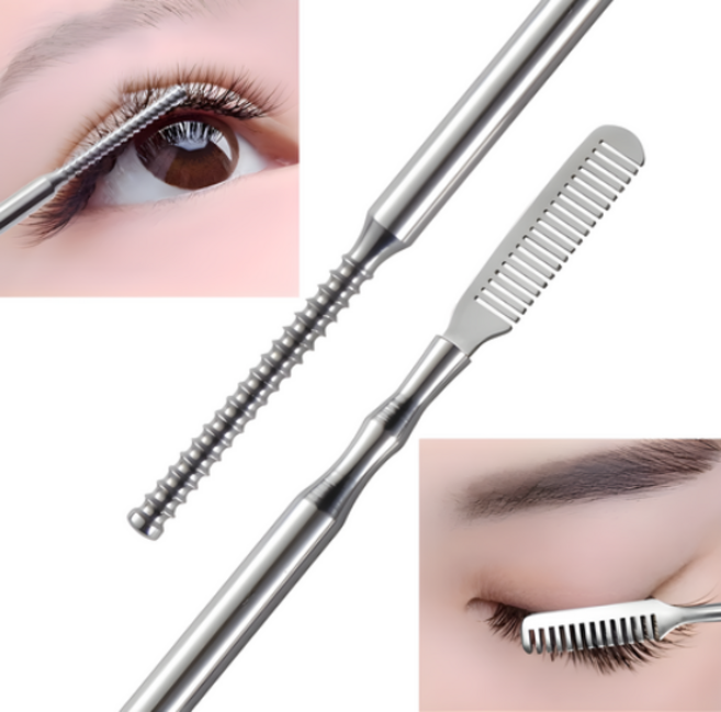 듀얼헤드 실버 롱 속눈썹 정리 빗 메이크업 보조도구, 1개