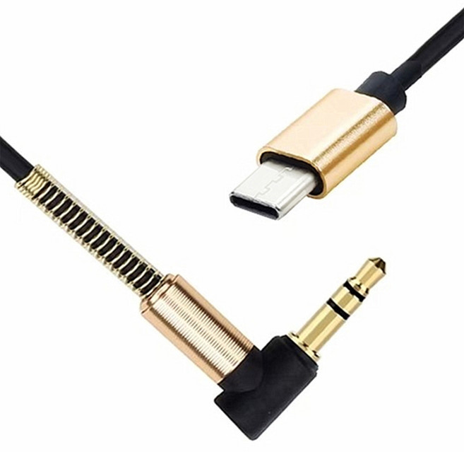 USB C 남성을 3.5mm 남성 코일형 스테레오 케이블카 사운드 익스텐션 코드로 업그레이드합니다