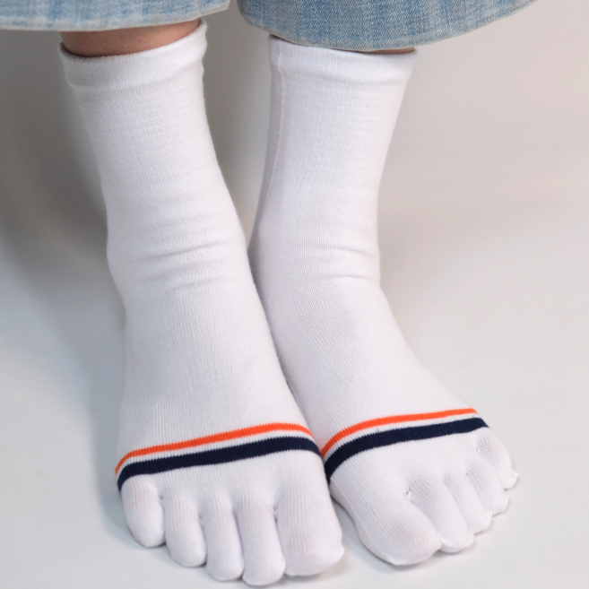 노블삭스 여자 쫀쫀한 순면 감촉 흰색 장목 발가락 양말 6켤레 국내생산 심플디자인