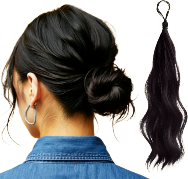 디올드 [자체제작] 두배풍성한 로우번 똥머리 가발, 1개, 자연블랙(내추럴블랙)