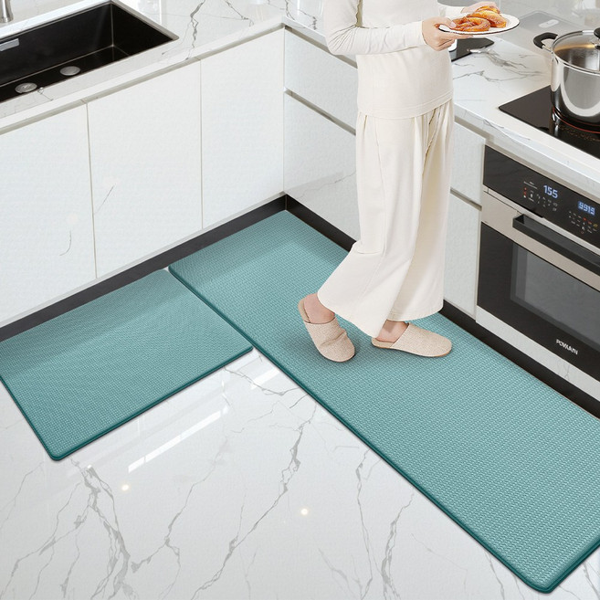 DEXI 쿠션 싱크대 방수 PVC 주방매트 특대형 싱크대발매트 미끄럼방지 두꺼운 10mm 주방 발매트 대형, 청색, 1개