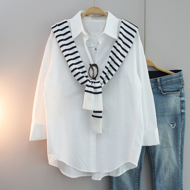 달콩 여성 뮤즈오버핏카라셔츠 빅사이즈 롱셔츠