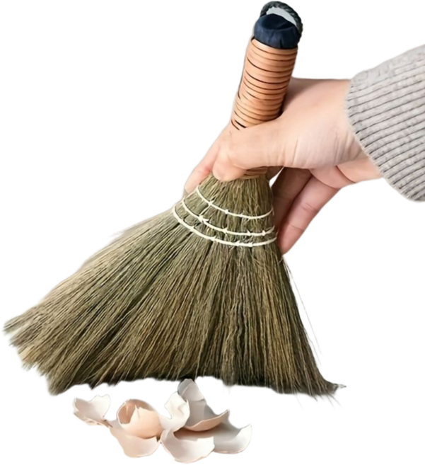 핸드메이드 빈티지 다용도 미니 갈대 빗자루, 20*31 브라운, 1개