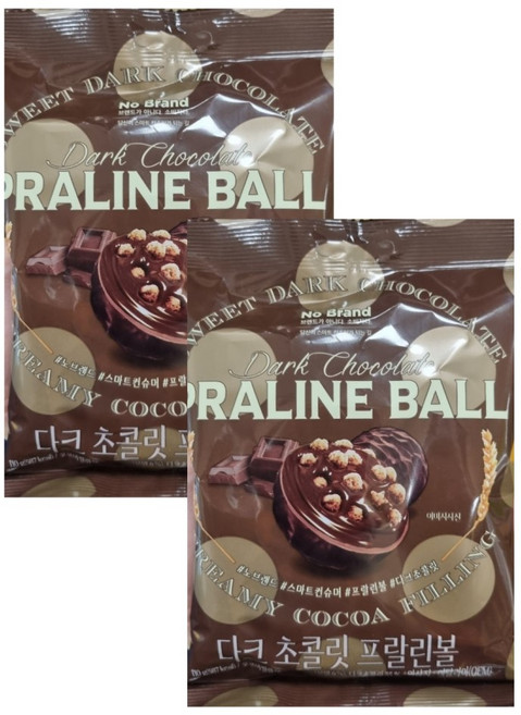 노브랜드 다크 초콜릿 프랄린볼, 2개, 110g
