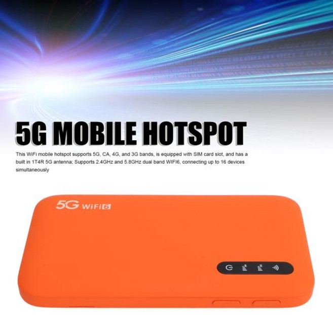 5G 모바일 핫스팟 고속 여행용 듀얼 밴드 WiFi6 휴대용 라우터 (SIM 카드 슬롯 포함 최대 16개 기기 지원