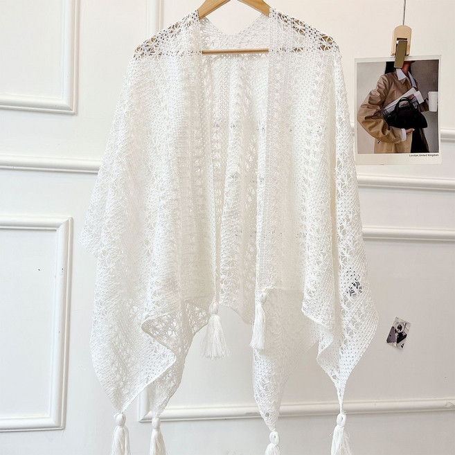 이누아 여성 니트 케이프 에스닉 여름 에어컨 숄 얇은 자외선 차단 카디건