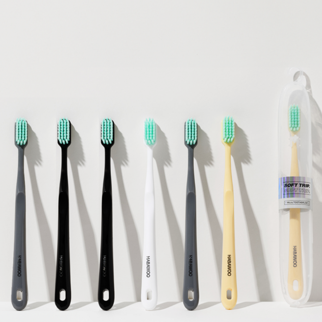 하바우 휴대용 이중 슬림 초미세모 딥 클린 칫솔 여행용, 6세트, 1개입