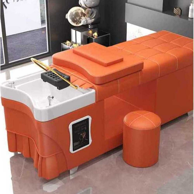 에인젤 이동식샴푸대 미용실 마자시 헤어샵 세발기, 1개, 오렌지(삼푸대+발판+훈증기)