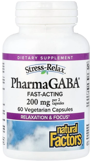 네추럴팩터스 스트레스-릴렉스 파마 가바 100mg 베지테리안 캡슐 글루텐 프리 무설탕, 60정, 1개 - 쿠팡