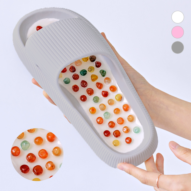 온더심플 지압슬리퍼 천연 자갈 발지압 실내화