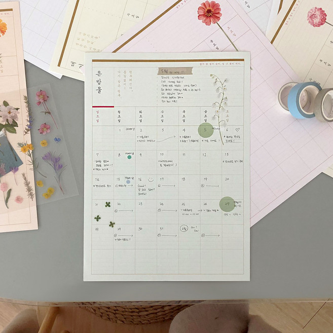 인도사이다 꽃담 만년 월간 플래너, 1개