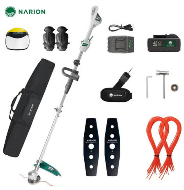 나리온 42V 무선 전기 충전식 전동 예초기 제초기 세트, 1개