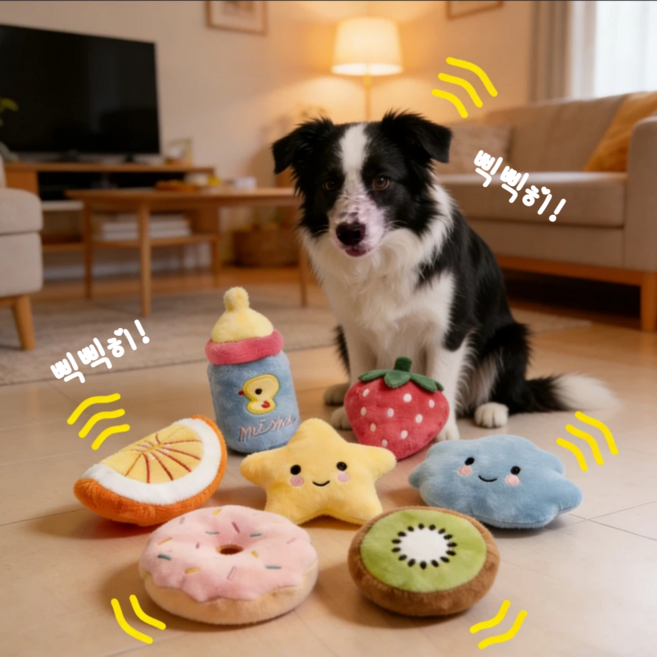 혼반홈 강아지 장난감 삑삑이 장난감 봉제 인형 터그놀이 강아지 7종 세트, 7개, 혼합색