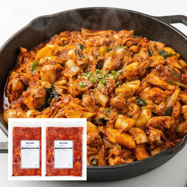 육즙폭발 양념 춘천식 매콤 닭다리살 닭갈비 1kg, 2개