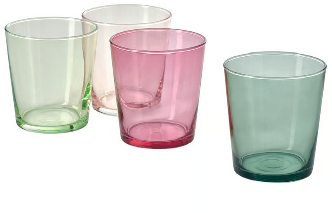 이케아 유리컵 4개 세트 4색 혼합 300ml 파페르스비에르크, (매장정품) 이케아 유리컵 4개 세트 4색 혼합 300, 1개