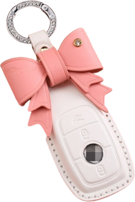 키에티 벤츠 호환 베지터블 가죽 e클래스 스마트 키케이스 키홀더 키커버, 화이트