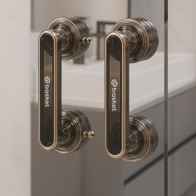 유니팡 무타공 고급 유리문 욕실 냉장고 가구 안전 손잡이, 그레이투명, 2개