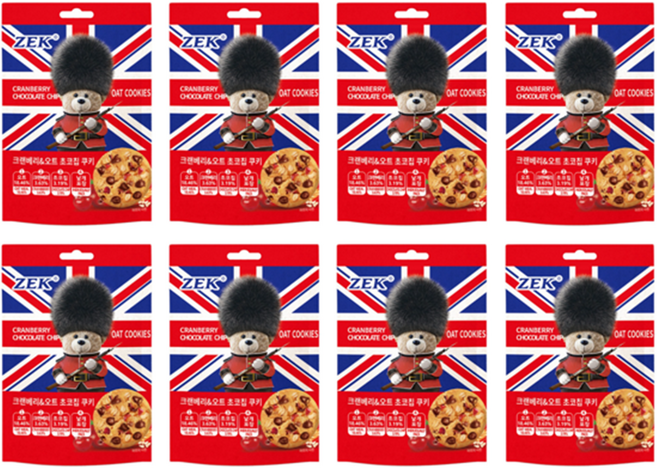 zek 크랜베리 앤 오트 초코칩 쿠키, 60g, 8개